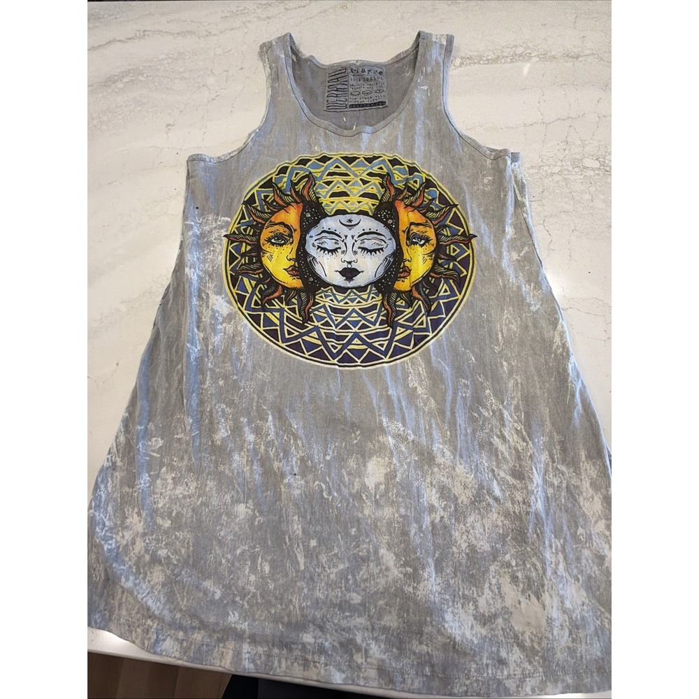 Womens Tank Top Size XL Black Moon Stars Celestial Boho Hippie Chick